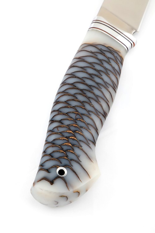 Нож Разделочный сталь Elmax рукоять шишка в акриле белая 