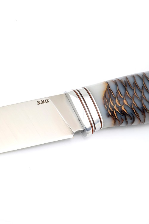 Нож Разделочный сталь Elmax рукоять шишка в акриле белая 