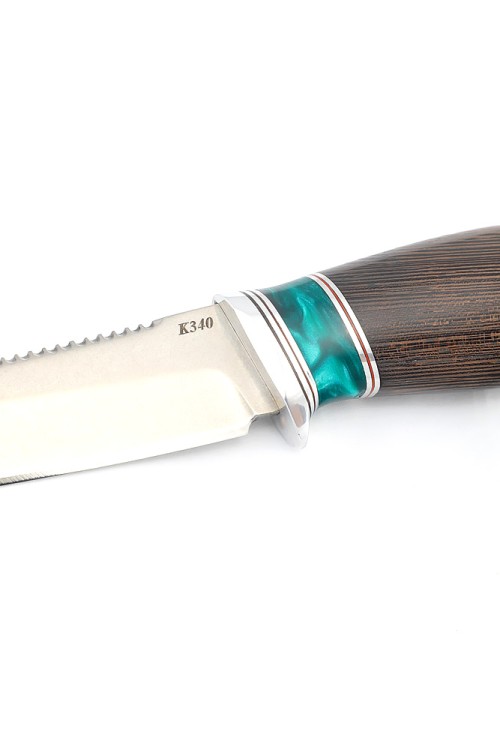 Нож Белуга сталь К340 рукоять вставка акрил зеленый, венге 