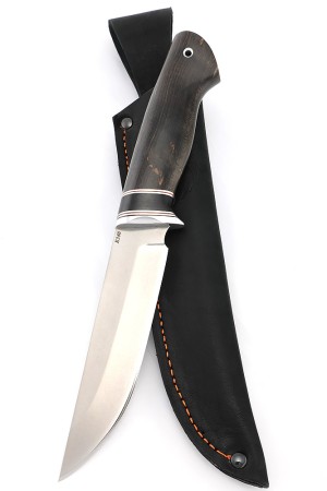 Нож Хантер сталь К340 рукоять вставка черный граб, карельская береза коричневая