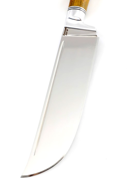 Нож Узбек-2 сталь кованая 95х18 рукоять карельская береза янтарная 