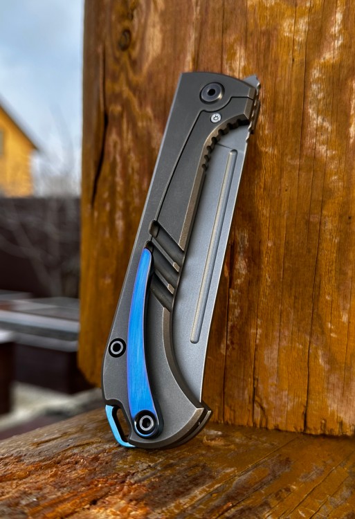 Складной Узбекский нож Пчак сталь ELMAX рукоять титан 