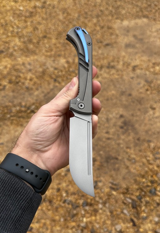 Складной Узбекский нож Пчак сталь ELMAX рукоять титан 