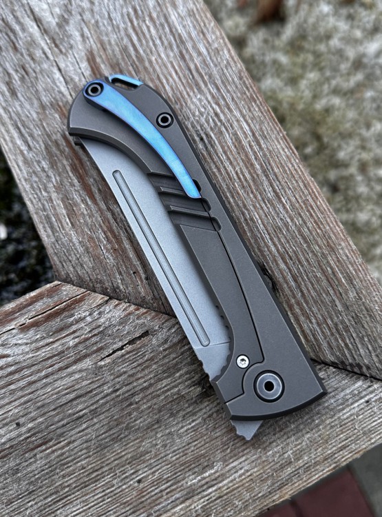 Складной Узбекский нож Пчак сталь ELMAX рукоять титан 