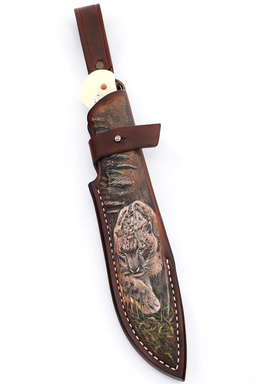 Нож Барс сталь Elmax рукоять низельбер, элфорин, скримшоу ФОРМОВАННЫЕ НОЖНЫ 