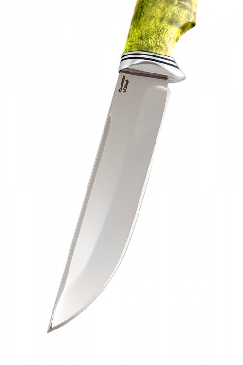 Нож Пума сталь кованая х12мф рукоять стабилизированная карельская береза зелёная 