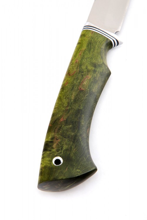 Нож Пума сталь кованая х12мф рукоять стабилизированная карельская береза зелёная 