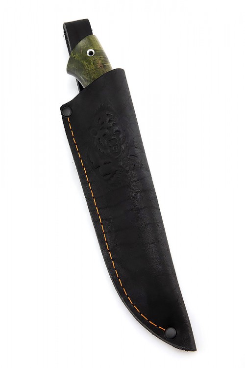 Нож Пума сталь кованая х12мф рукоять стабилизированная карельская береза зелёная 