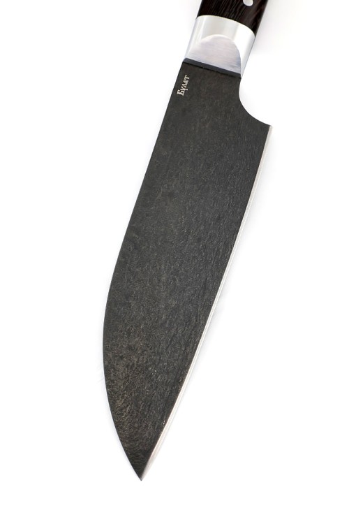 Кухонный нож Сантоку малый сталь булат рукоять венге цельнометаллический 