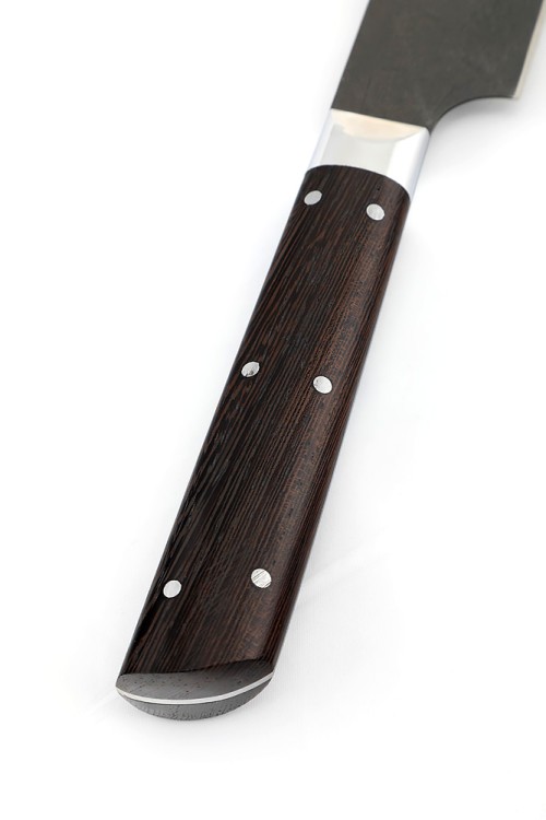 Кухонный нож Сантоку малый сталь булат рукоять венге цельнометаллический 