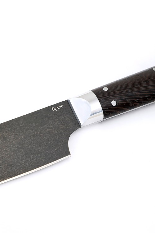 Кухонный нож Сантоку малый сталь булат рукоять венге цельнометаллический 