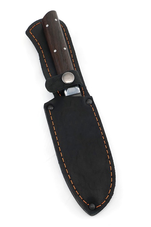 Кухонный нож Сантоку малый сталь булат рукоять венге цельнометаллический 