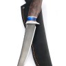 Нож Белуга сталь булат рукоять вставка акрил синий, карельская береза коричневая 