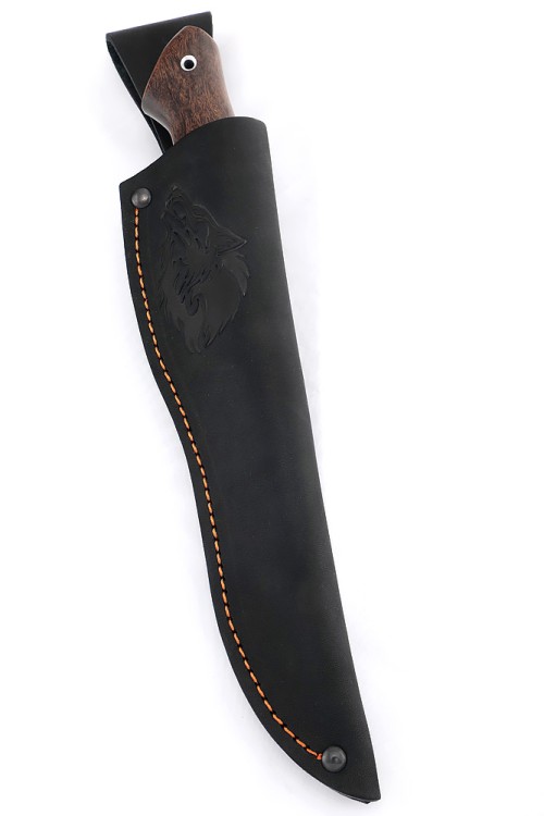 Нож Белуга сталь булат рукоять вставка акрил синий, карельская береза коричневая 