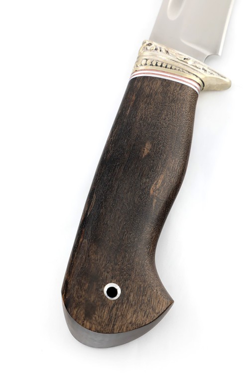 Нож Лось сталь Elmax рукоять мельхиор, карельская береза коричневая, ФОРМОВАННЫЕ НОЖНЫ 