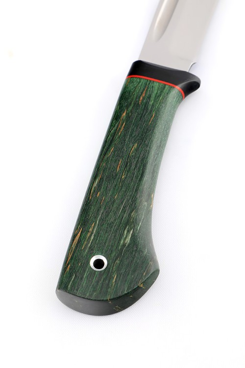 Нож Зяблик сталь кованая х12мф рукоять G10, карельская береза зеленая 