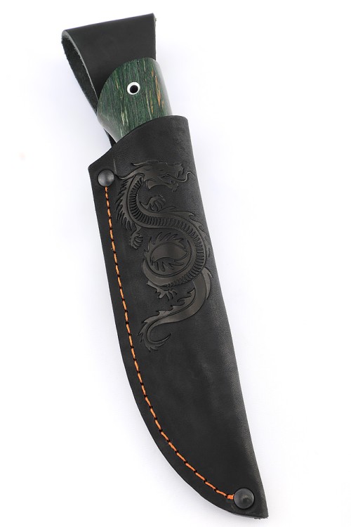 Нож Зяблик сталь кованая х12мф рукоять G10, карельская береза зеленая 
