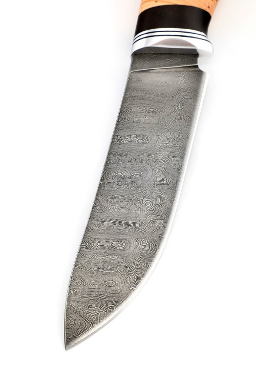 Нож Скиннер сталь дамаск рукоять береста 