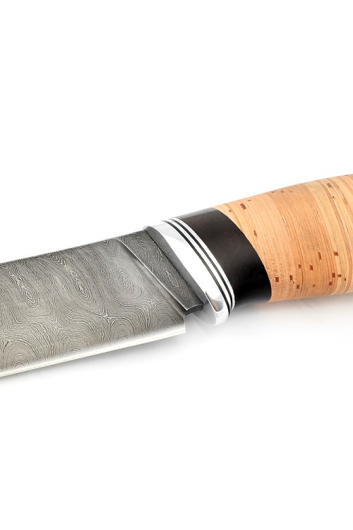 Нож Скиннер сталь дамаск рукоять береста 