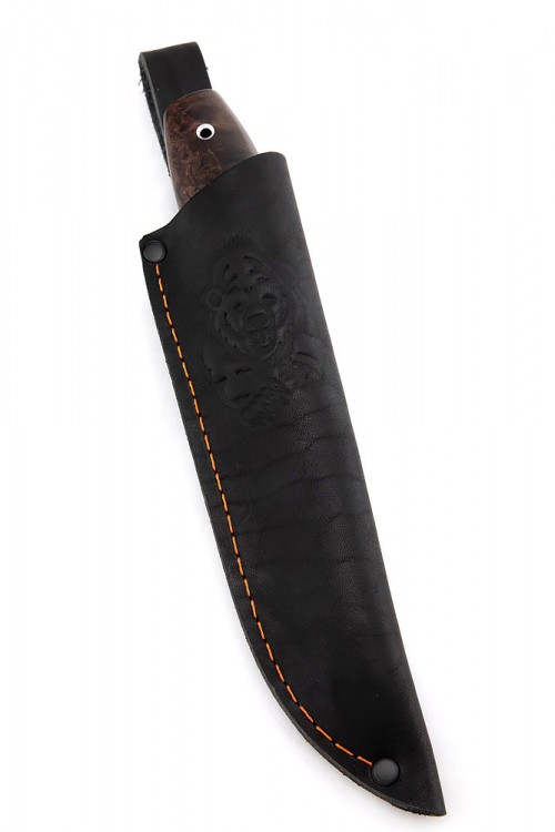 Нож Заяц сталь кованая х12мф рукоять стабилизированная карельская береза коричневая 