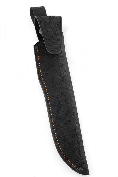 Нож Перун ламинат 9ХС дамаск рукоять мельхиор акрил белый кап клена синий 