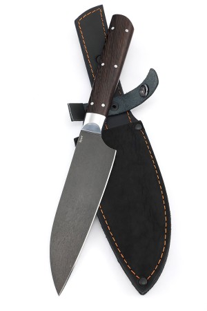 Кухонный нож Сантоку средний сталь булат рукоять венге цельнометаллический