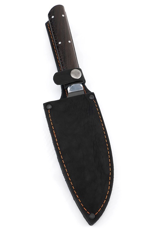 Кухонный нож Сантоку средний сталь булат рукоять венге цельнометаллический 