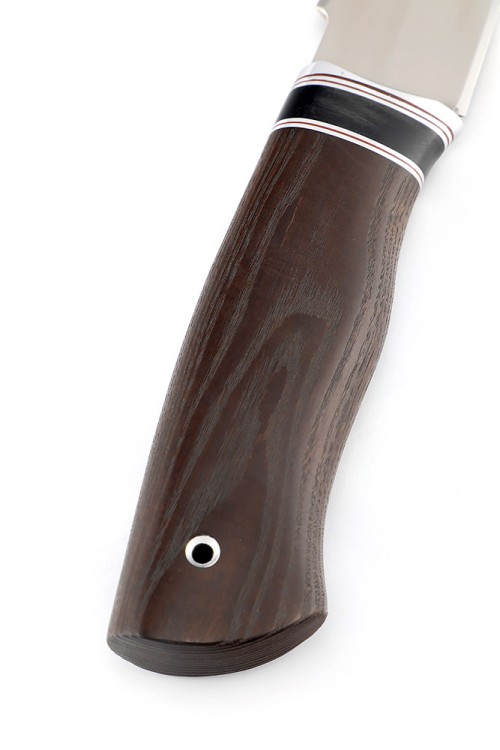 Нож Бурлак сталь кованая 95Х18 рукоять вставка черный граб, ясень термоциклированный 