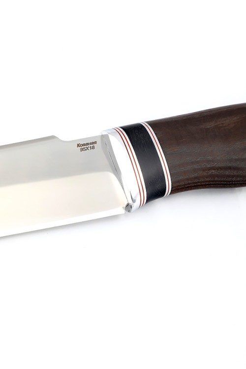 Нож Бурлак сталь кованая 95Х18 рукоять вставка черный граб, ясень термоциклированный 