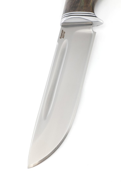 Нож Охотничий сталь кованая 95Х18 рукоять карельская береза коричневая 