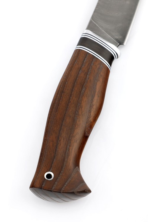 Нож Скиннер сталь дамаск рукоять вставка черный граб, ясень термоциклированный 