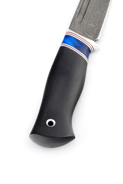 Нож Малыш сталь дамаск рукоять вставка акрил синий, черный граб 