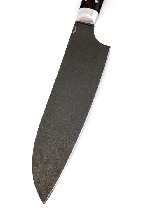 Кухонный нож Сантоку большой сталь булат рукоять венге цельнометаллический 