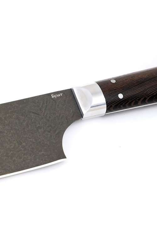 Кухонный нож Сантоку большой сталь булат рукоять венге цельнометаллический 