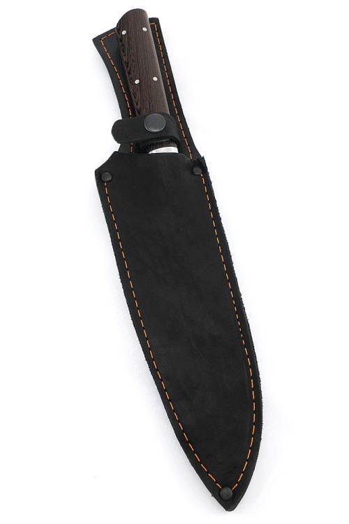 Кухонный нож Сантоку большой сталь булат рукоять венге цельнометаллический 