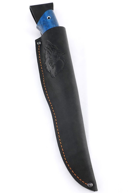 Нож Бурлак сталь К340 рукоять карельская береза синяя 