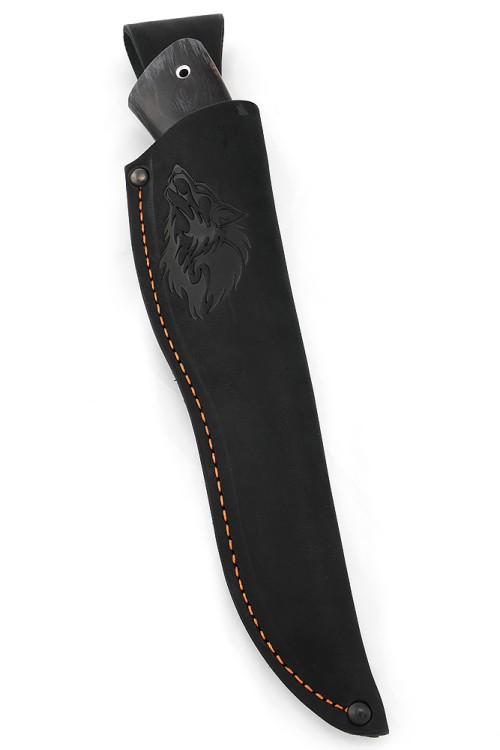 Нож Щучий сталь булат рукоять вставка акрил зеленый, карельская береза фиолетовая 