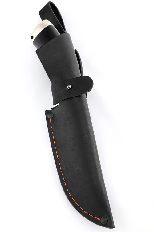 Нож Шкурник сталь К340 рукоять мельхиор черный граб 