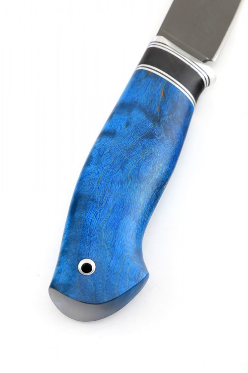 Нож Елец сталь булат рукоять вставка черный граб карельская береза синяя 