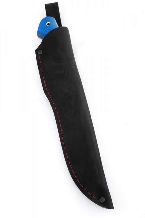 Нож Елец сталь булат рукоять вставка черный граб карельская береза синяя 