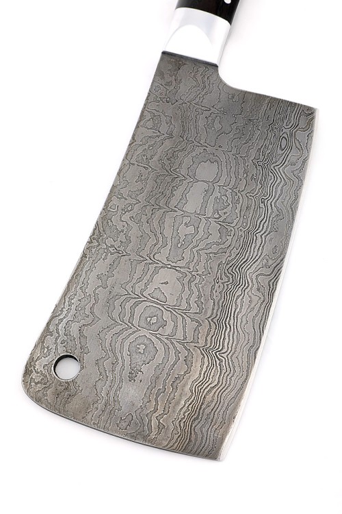 Кухонный Топорик сталь дамаск рукоять дюраль черный граб цельнометаллический 