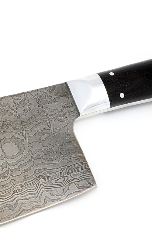 Кухонный Топорик сталь дамаск рукоять дюраль черный граб цельнометаллический 