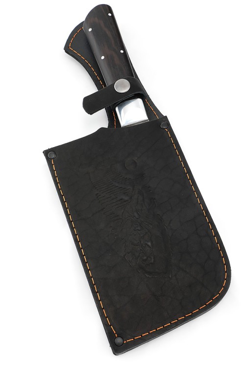 Кухонный Топорик сталь дамаск рукоять дюраль черный граб цельнометаллический 