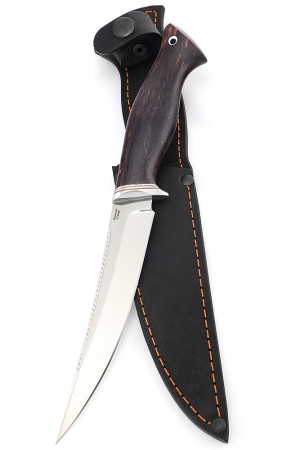 Нож Белуга сталь кованая Х12МФ рукоять карельская береза фиолетовая