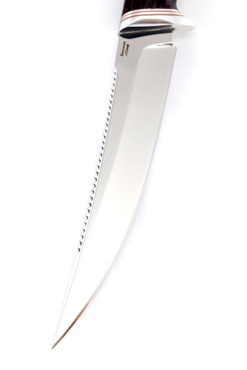 Нож Белуга сталь кованая Х12МФ рукоять карельская береза фиолетовая 