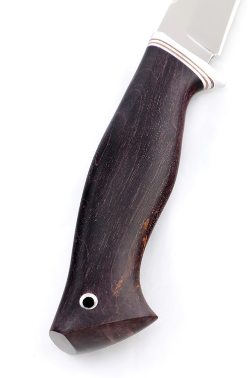 Нож Белуга сталь кованая Х12МФ рукоять карельская береза фиолетовая 