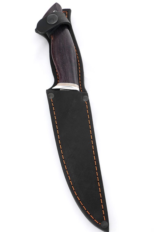 Нож Белуга сталь кованая Х12МФ рукоять карельская береза фиолетовая 