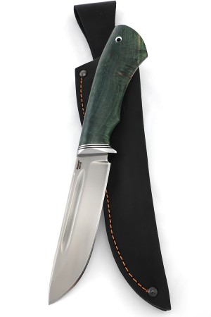 Нож Охотничий сталь кованая 95Х18 рукоять карельская береза зеленая