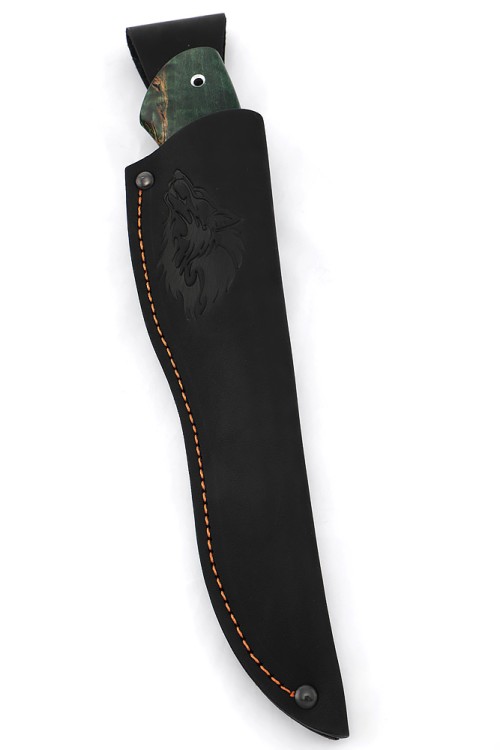 Нож Охотничий сталь кованая 95Х18 рукоять карельская береза зеленая 