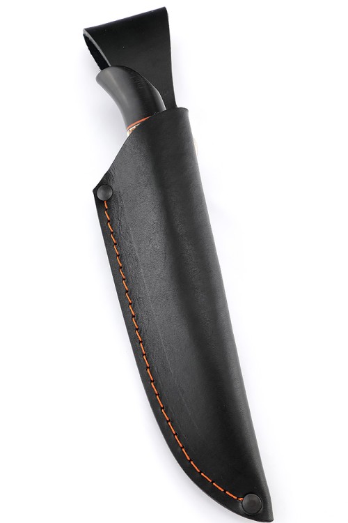 Нож Стриж сталь кованая Х12МФ, рукоять рог лося черный граб (пирография) 